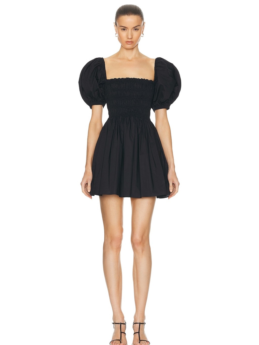 Matteau Black Mini Dress with Puff Sleeves